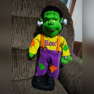Vintage Monster Mash Animated Frankenstein Plush 18" Sings Dances Clean Works